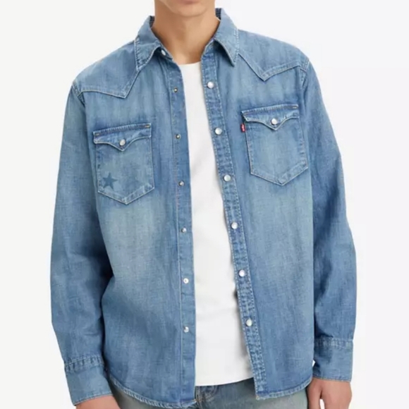 NWT Men's Levi's The Barstow Western Standard Fit Denim Shirt - Picture 3 of 7